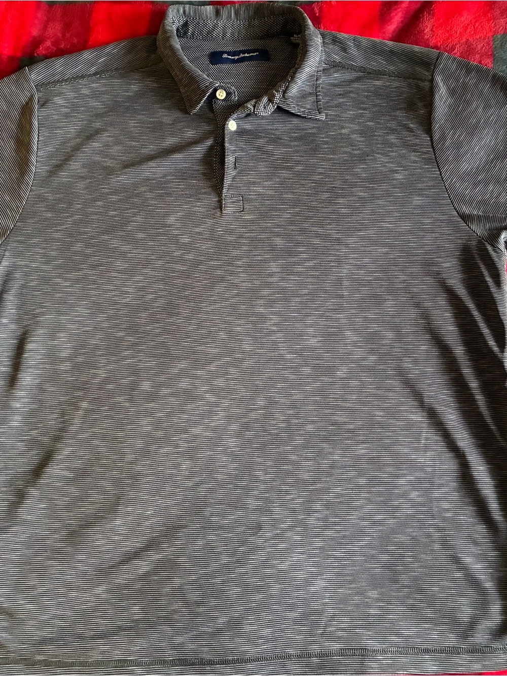 Tommy Bahama Grey Micro-Stripe Polo